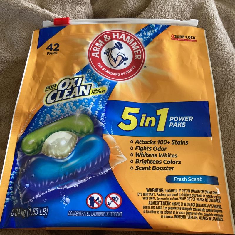 Arm & Hammer Laundry Detergent, Concentrated, 3-in-1 Power Paks, Fresh Scent - 24 paks, 1.05 lb