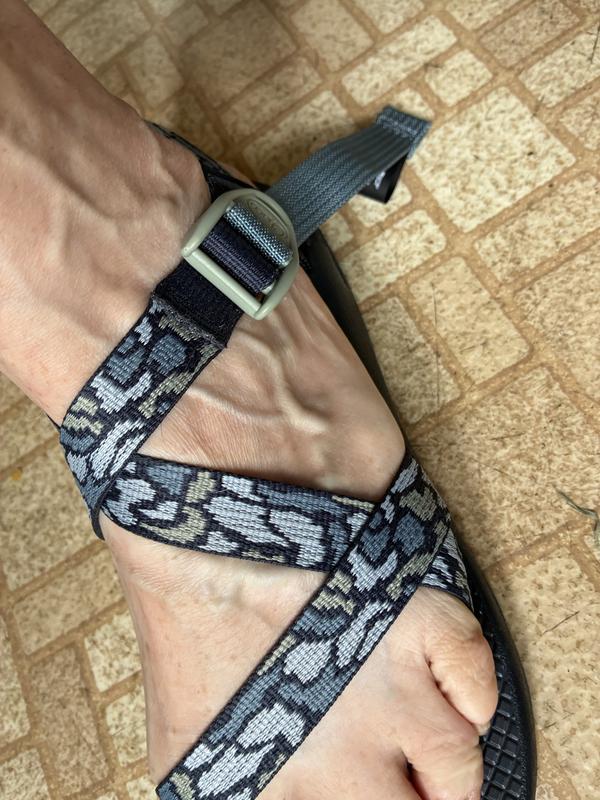 Customer photo for "Comfy, excellent for walking, but straps too long"