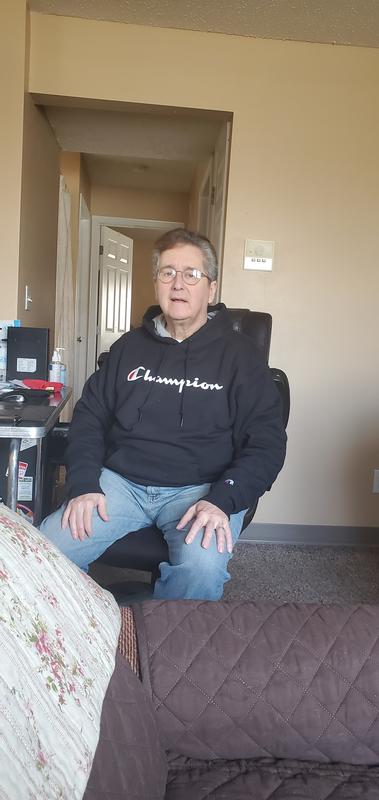 My hubby in his new hoodie!