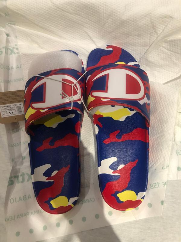 Men's champion best sale camo slides