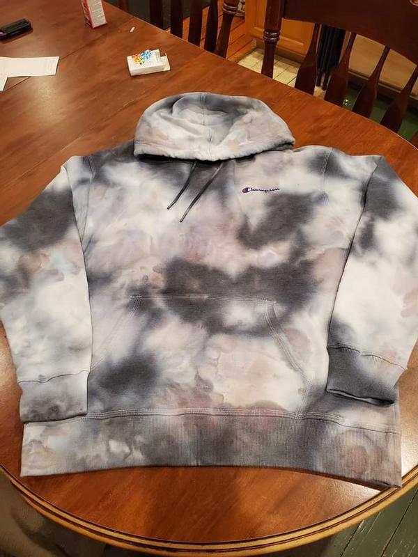 Champion sky blue & best sale white tie dye oversized hoodie