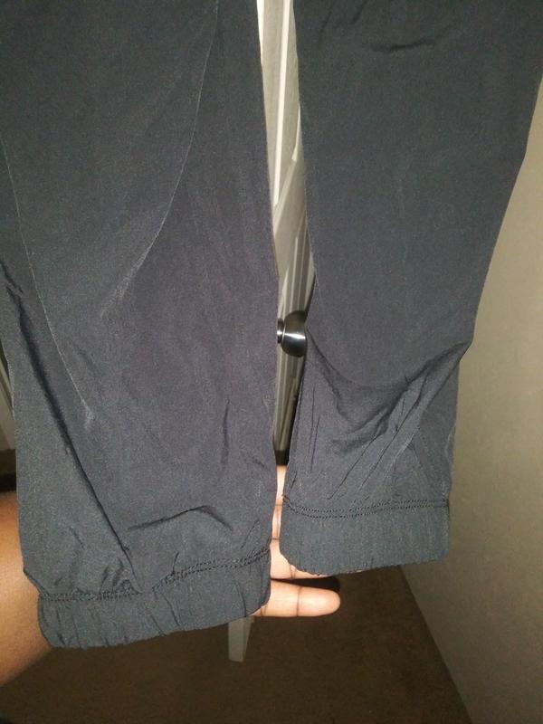 The bottom of the pants with a scrunchie seam