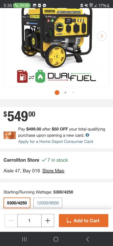 4250W Dual Fuel Generator with CO Shield® - 201279 - Champion