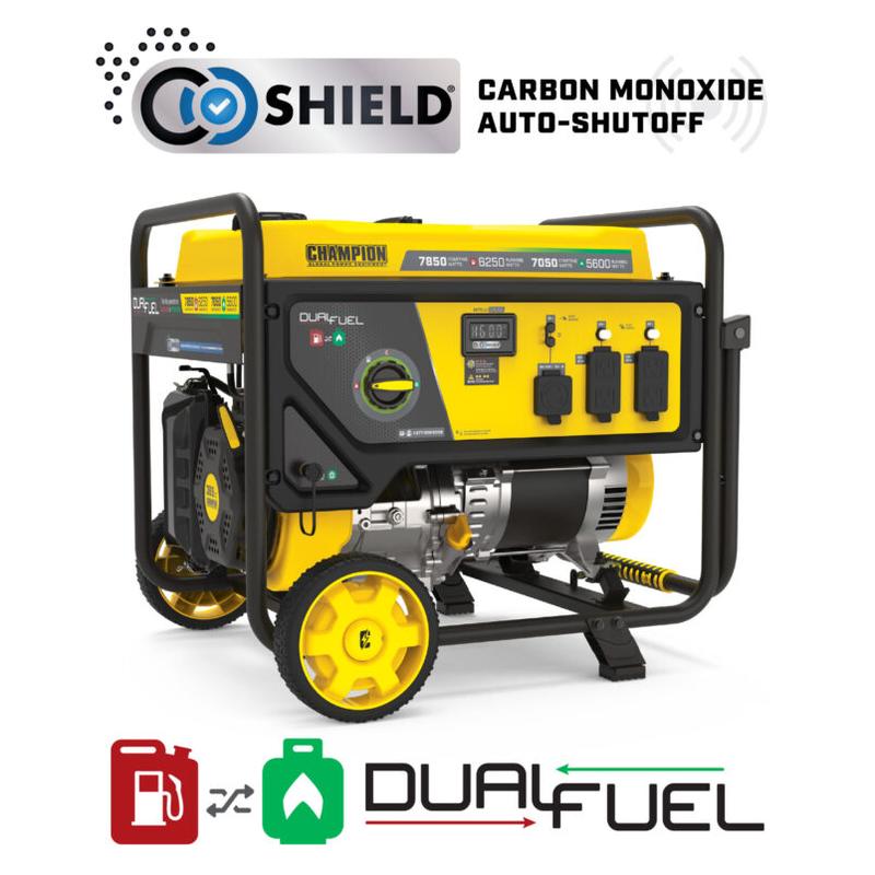 6250W Dual Fuel Generator with CO Shield® - Champion Power