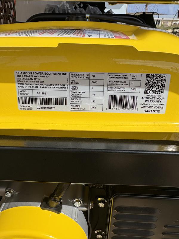 3500W Generator with CO Shield® - 201286 - Champion Power Equipment
