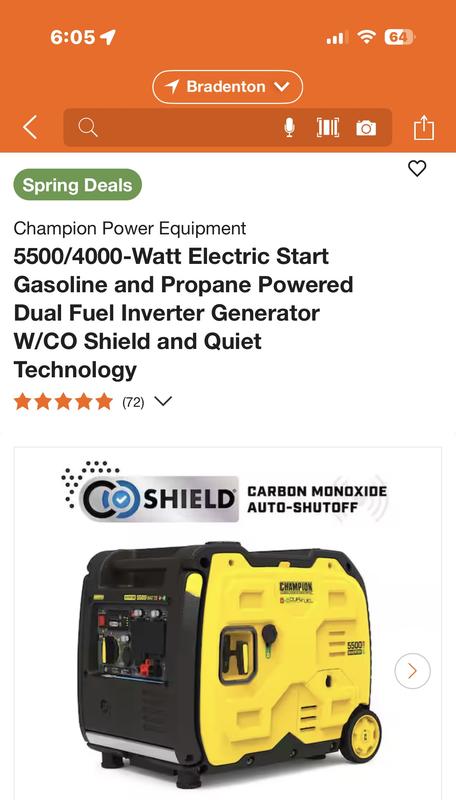 5500W Electric Start Dual Fuel Inverter with CO Shield® - 201469