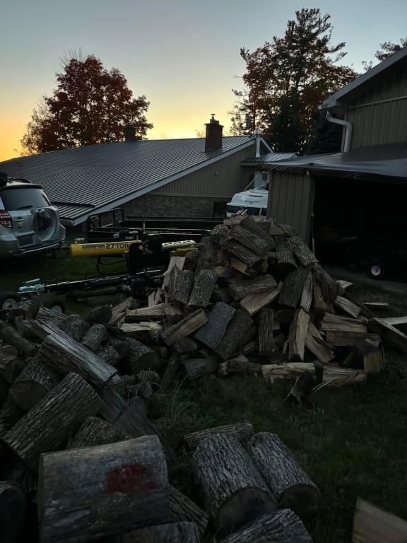 5 hours after opening the box I had my first pile of split wood ready to pile