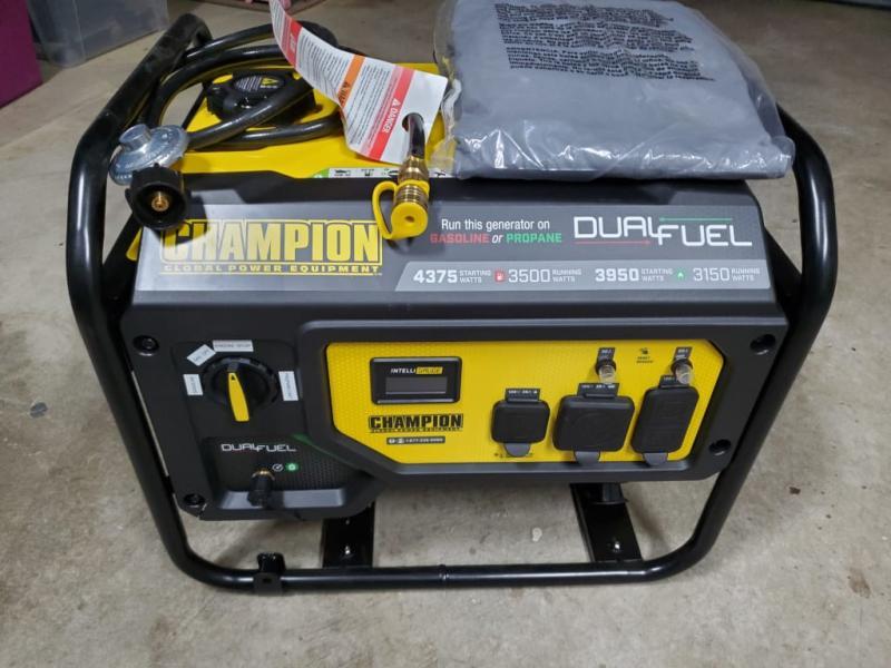 Generator, propane hose w/ regulator, cover