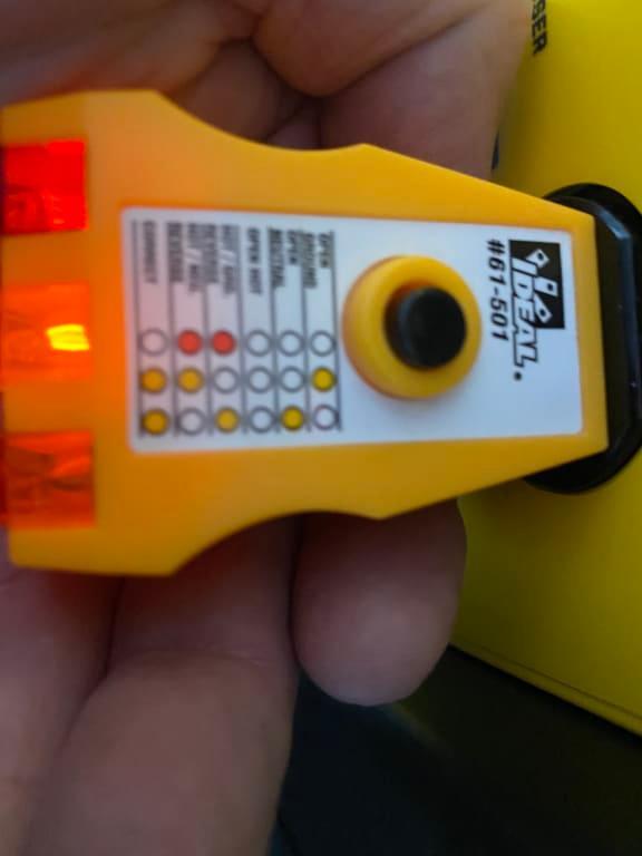 circuit tester shows an open ground.