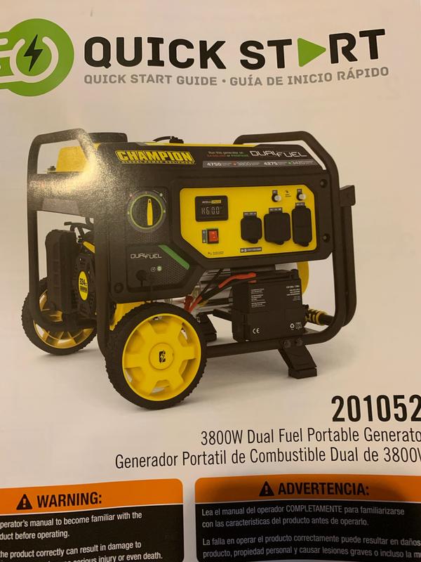 3800W Electric Start Dual Fuel Generator - 201052 - Champion Power