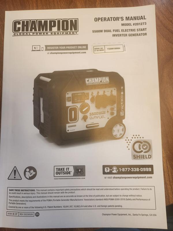 5500W Electric Start Dual Fuel Inverter with CO Shield 5500W Electric Start Dual Fuel Inverter with CO Shield