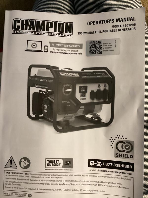 3500W Dual Fuel Generator with CO Shield® - 201213 - Champion
