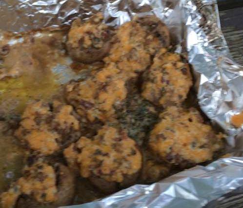 Stuffed mushrooms on grilltop