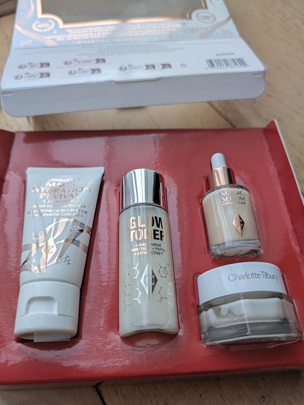 Customer photo for "The Charlotte Tilbury Magic Skin routine completely transformed my complexion, leaving it instantly hydrated, smooth, and naturally radiant."