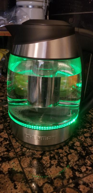 RJ11-17-CTI CHEFMAN - 1.8 Liter Electric Glass Kettle with 5 Presets & LED  Indicator Lights, Removable Tea Infuser - Stainless Steel/Black - Black  Friday