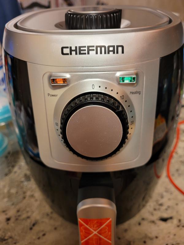 Chefman TurboFry 2 Liter Air Fryer with Adjustable Temperature Control, Black/Silver