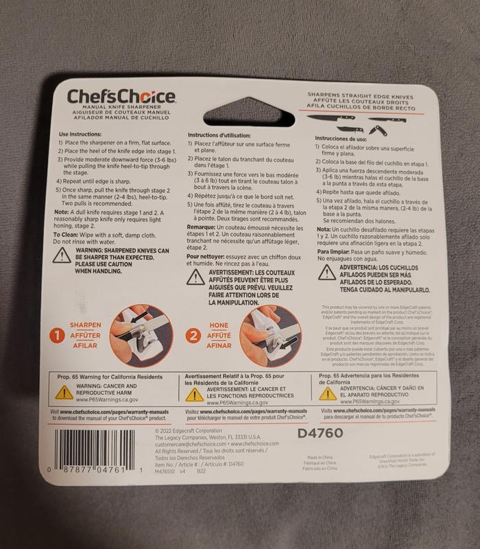 User manual Chef's Choice Pronto Diamond Hone 463 (English - 2 pages)