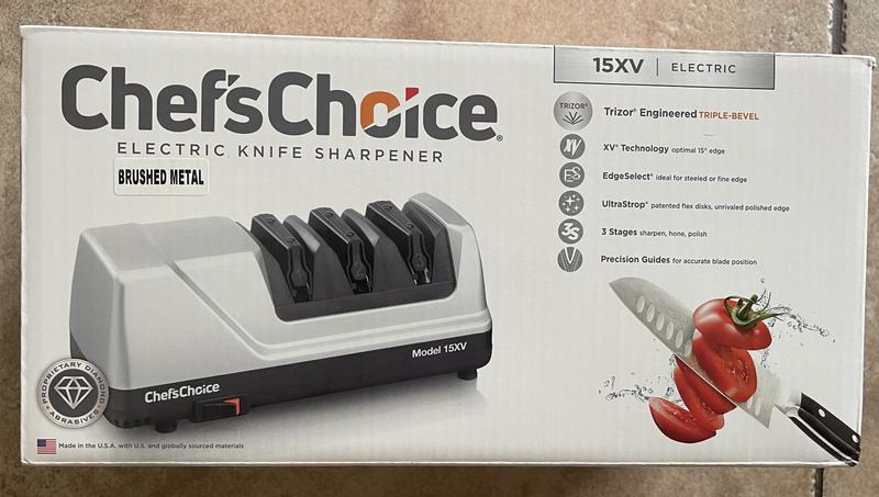 Chefs Choice 15XV Electric Sharpener 3 Stage 15 Deg Trizor Platinum, Model#  0101500