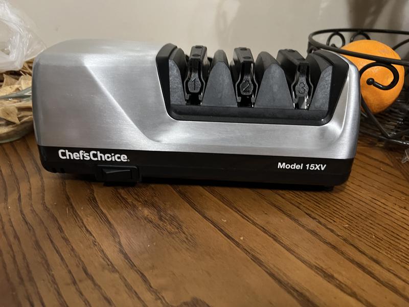 Chef'sChoice Model 15XV Professional Electric Knife Sharpener, 3-Stage  15-Degree Trizor, in Brushed Metal (0101508) 