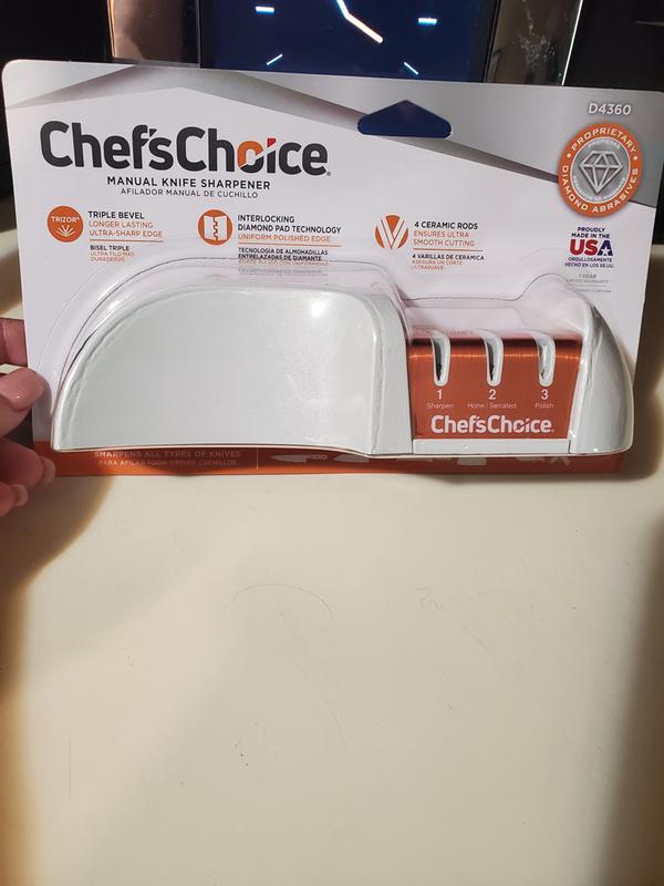 Chef'sChoice D4360 White Orange 3-Stage Manual Knife Sharpener