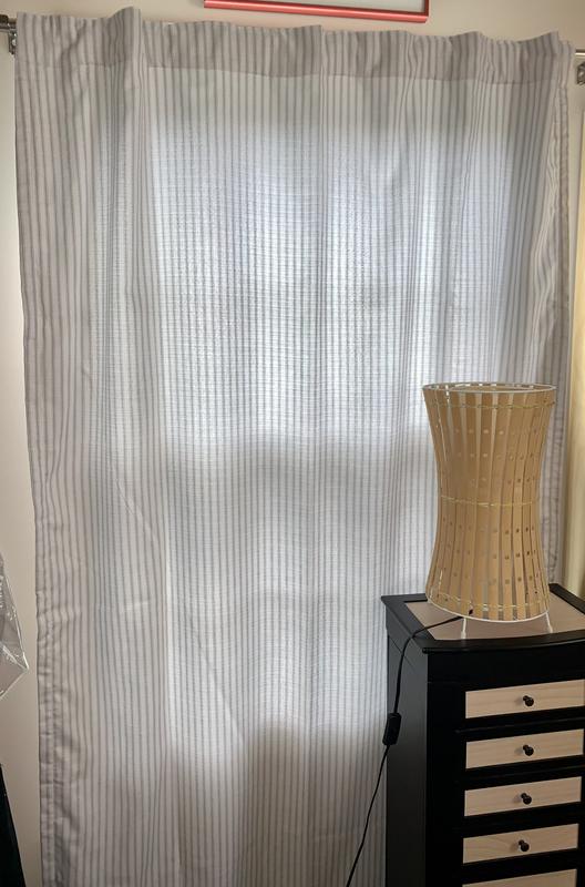 Martha Stewart Laguna Stripe 37X95 Semi Sheer Curtain Panel Pair Tietab,  Gray, Adult