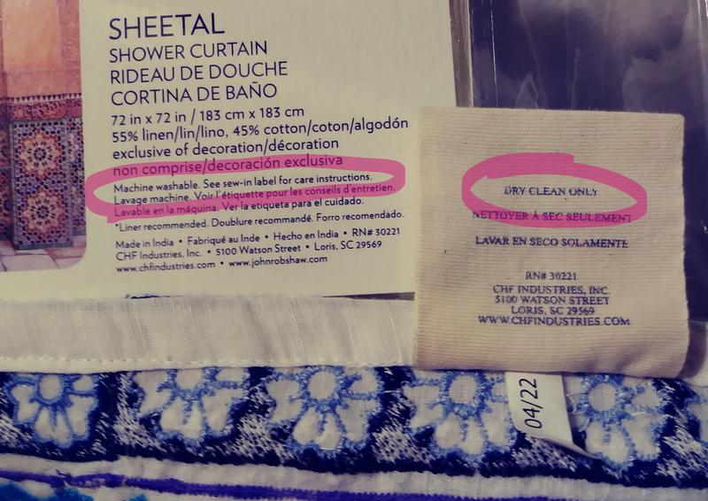 Packaging says "machine washable, see sew-in label" but the sewed in tag says "dry clean only".