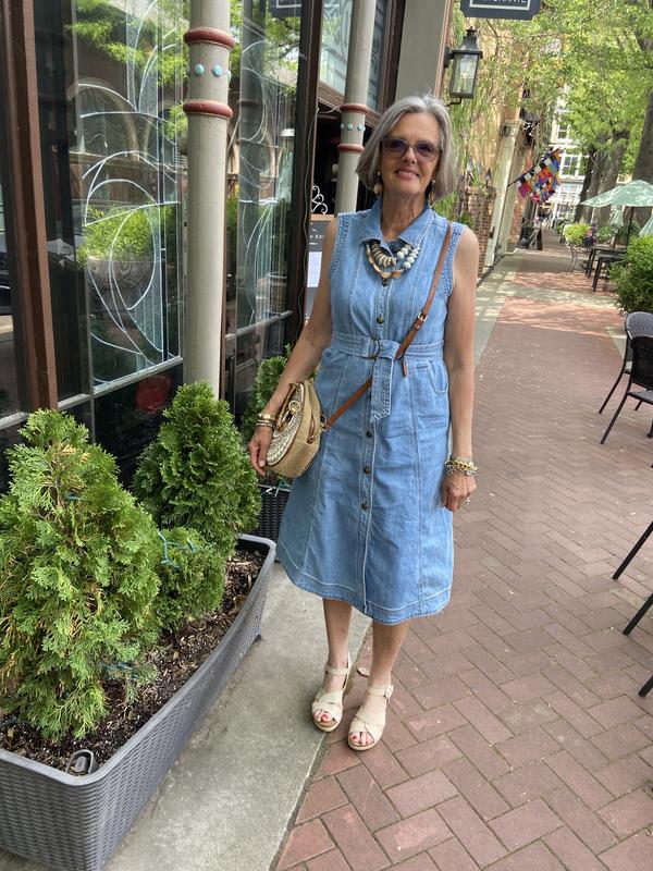 chicos denim dress Button Front Denim Dress