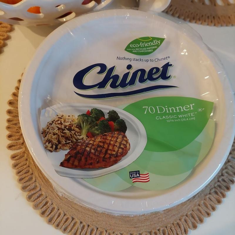 Chinet Classic White Dinner Disposable Paper Plates 10 3/8 32 Ct
