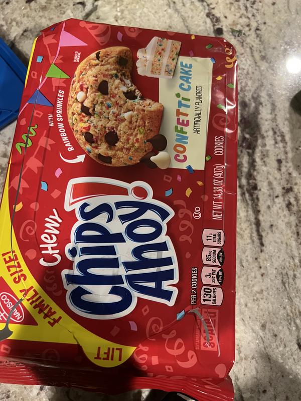 CHIPS AHOY! Chewy Confetti Cake Chocolate Chip Cookies with Sprinkles,  Family Size, 14.38 oz