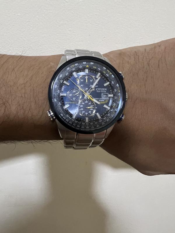 World Chronograph A-T - Men's Eco-Drive Steel Blue Dial Watch