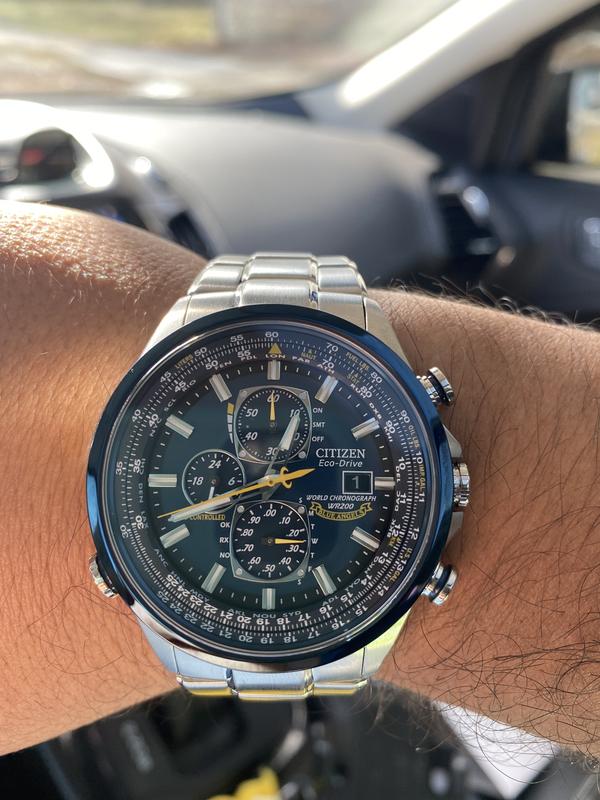 Citizen eco drive world chronograph wr200 blue clearance angels