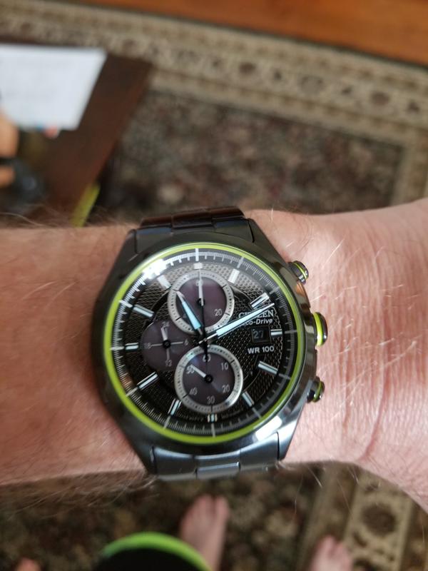 Citizen eco drive deals black and green watch