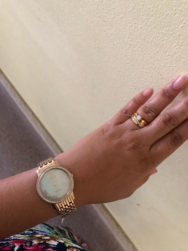 CITIZEN Women's Silhouette Crystal Watch FE7043-55A - Silver Teardrop Crystal Dial - Rose Gold-tone Stainless Steel Case - Round Swarovski Crystal Bezel - Rose Gold-tone Bracelet
