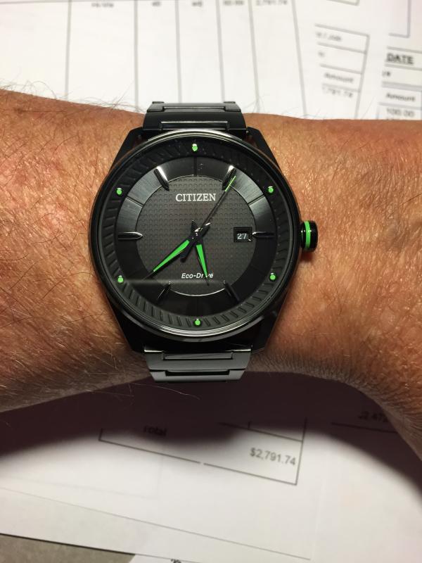 Citizen eco drive shop wr100 black and green