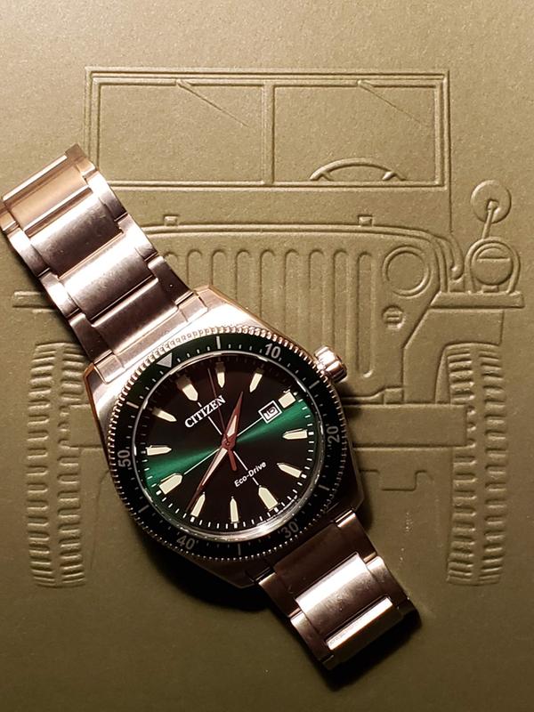 Citizen Vintage Brycen Sport Eco Drive Green Dial Watch CITIZEN