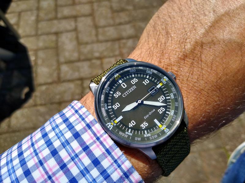 Brycen Green Dial Nylon Strap BM7390 22X CITIZEN