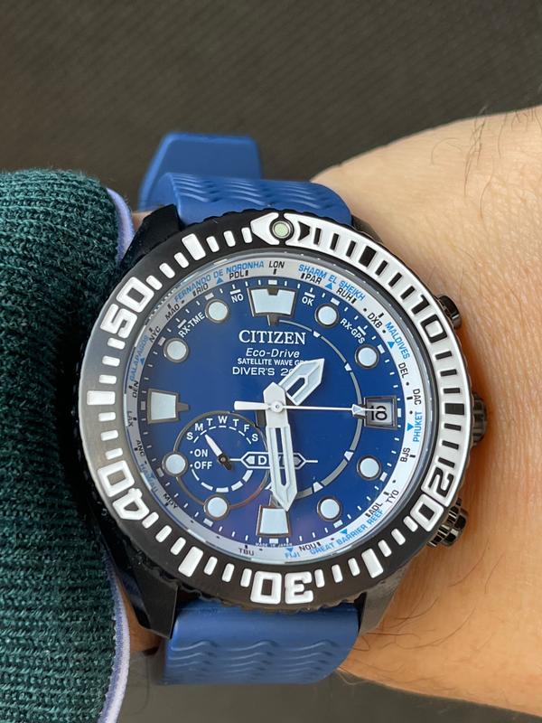 Satellite Wave GPS Diver 200M Blue Dial Polyurethane Strap CC5006-06L |  CITIZEN