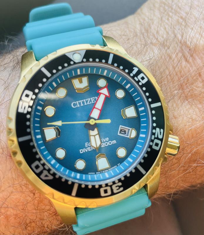 Citizen Men's Promaster Diver Eco-Drive Teal Blue Dial Blue PU Strap  BN0162-02X