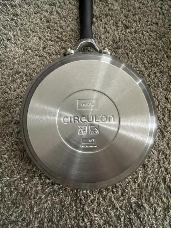 Circulon SteelShield Stainless Steel Saucepan with Straining Lid, 3 Quart, Silver