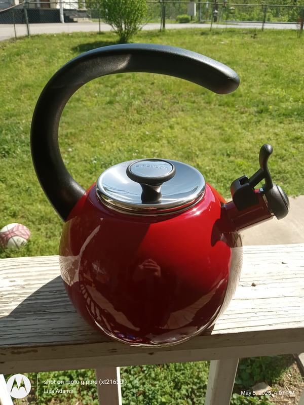 Circulon Enamel on Steel 2-Qt. Whistling Teakettle with Flip-Up Spout - Turquoise