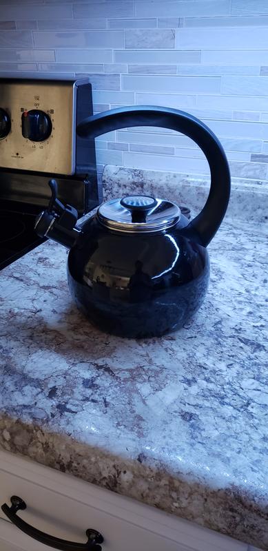 Circulon Enamel on Steel 2-Qt. Whistling Teakettle with Flip-Up Spout - Navy