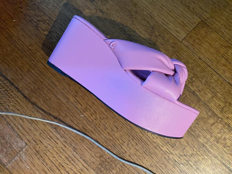 Amazing height on these pink circus sandals