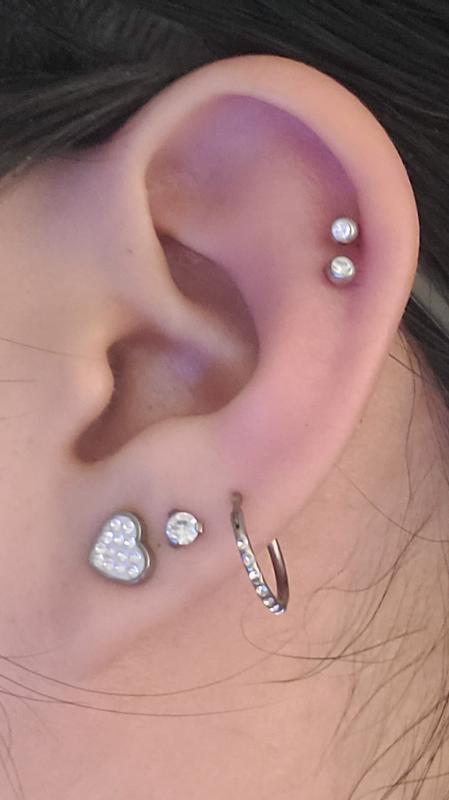 Silver Titanium Crystal Heart Stud Earrings White Claire s US