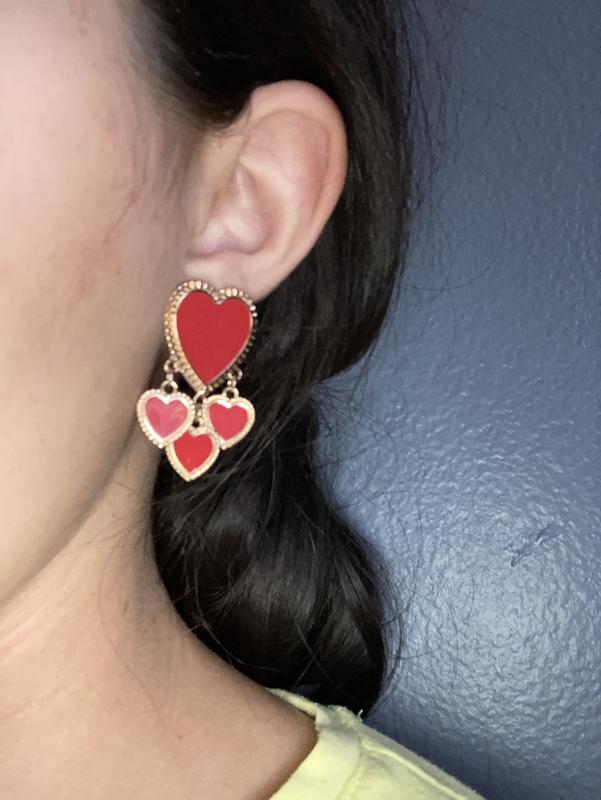 Gold & Red Multi Heart Stud Earrings | Claire's US
