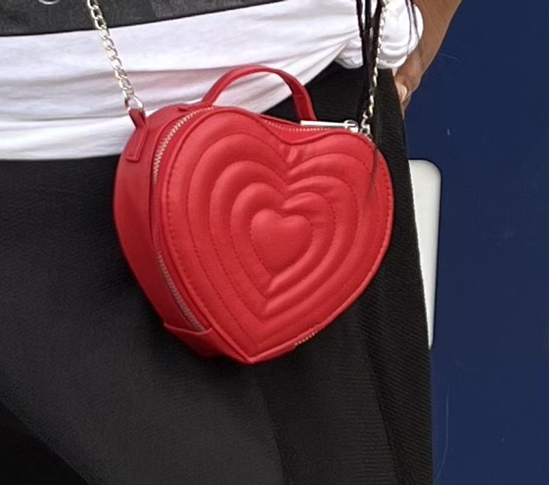 Women's Heartfelt Notions Quilted Heart Shape Crossbody Bag in Red