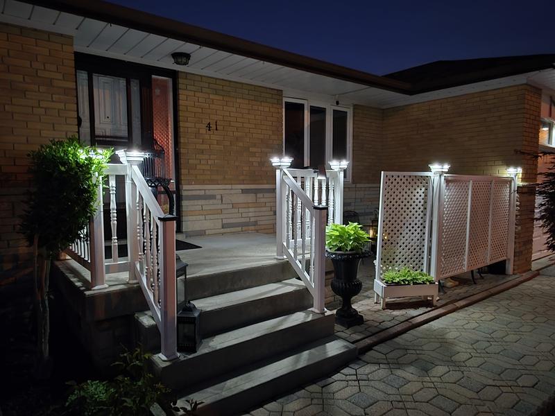 Beautiful lighting for my front pouch and patio. I can change the lighting to cool white in summer and warm white in fall. I get so many compliments on these caps.