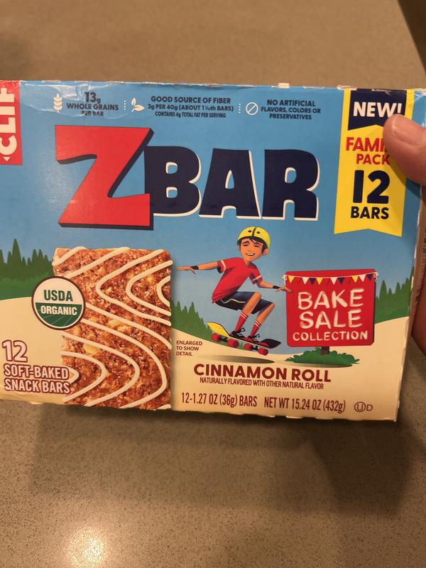 Zbar Cinnamon Roll Flavor Soft-Baked Energy Snack Bar, Organic