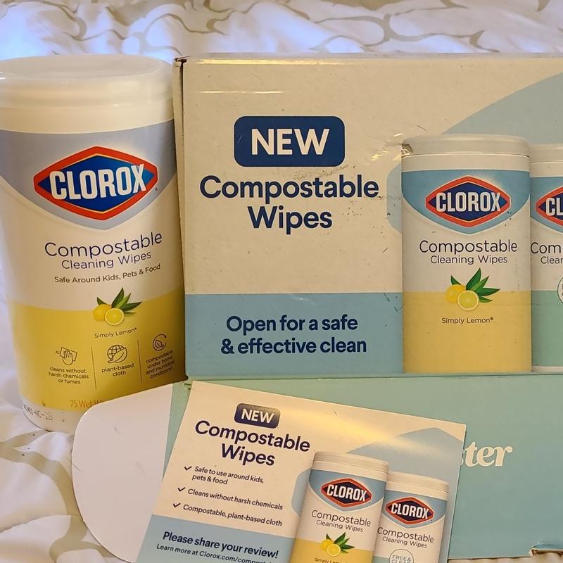 Clorox Free & Clear Compostable Cleaning Wipes, Fragrance Free, 75 Count 