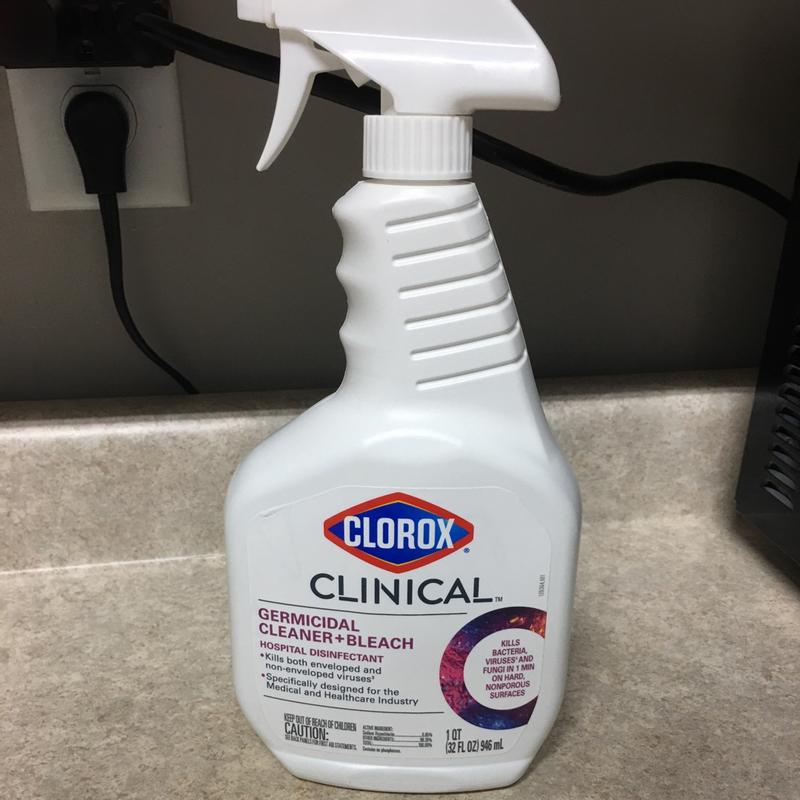 CloroxPro Clinical Germicidal Cleaner + Bleach Hospital Disinfectant, 32 Fl  Oz, Pack of 2