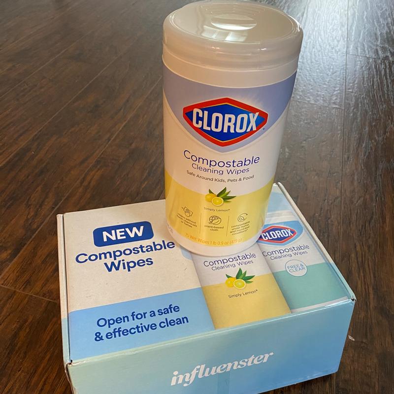 Clorox Compostable Cleaning Wipes, All Purpose Wipes, Simply Lemon